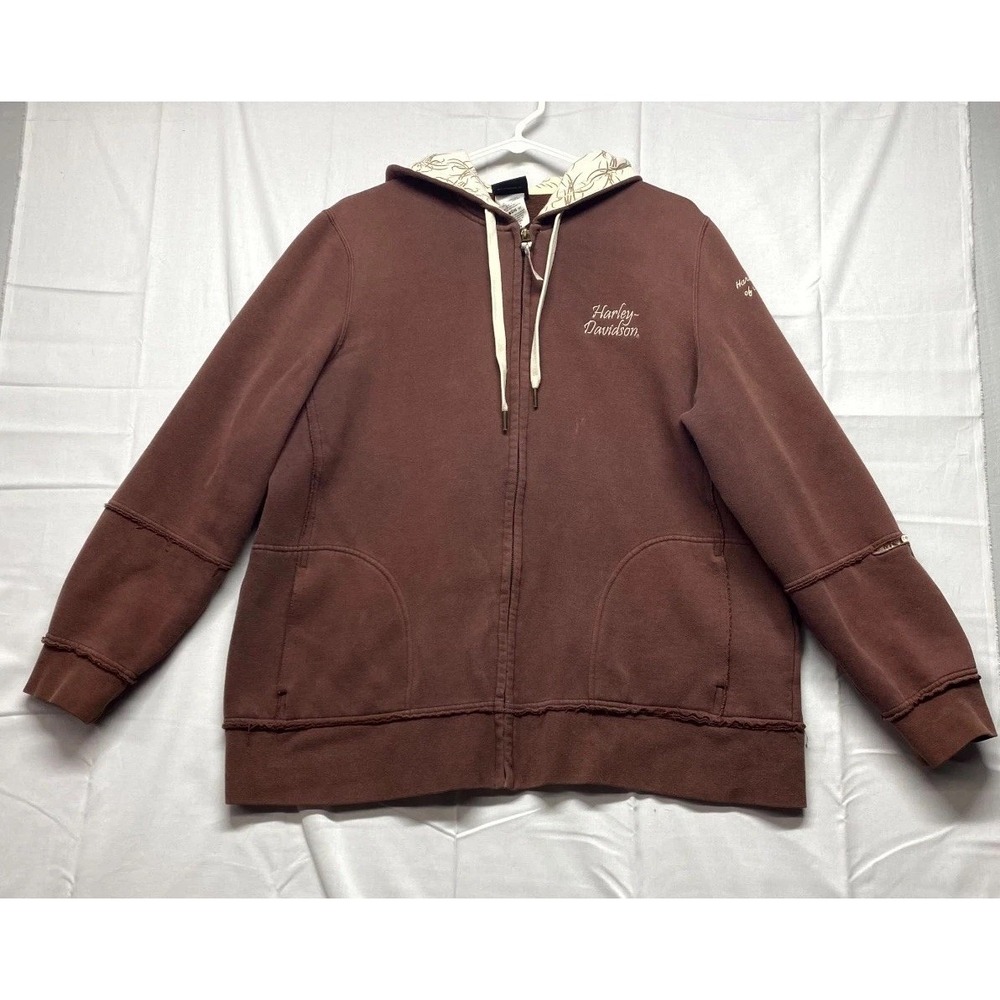 Bumpus Harley Davidson Of Jackson Hoodie Womens 1X Brown Motor Cycles Full Zip